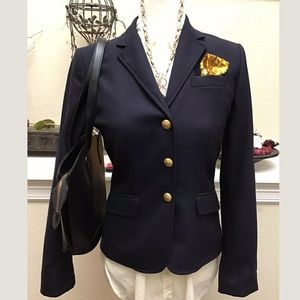 J Crew 100% wool blazer gold Buttons sz 2, classic
